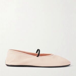 The Row Ecru Elastic Ballet Flats with Black Strap